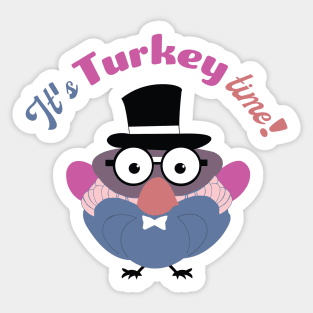 It's Turkey time! | Turkey with Pilgrim Hat | Thanksgiving Sticker